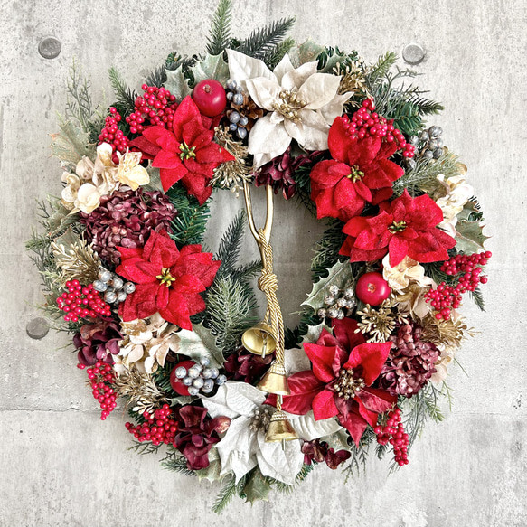 ポインセチア クリスマスリース 直径50cmビッグリース リース Atelier