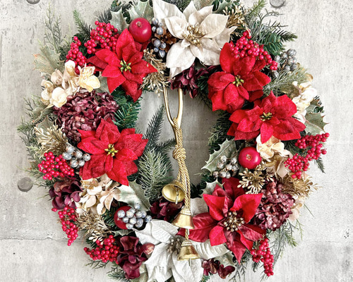 ポインセチア クリスマスリース 直径50cmビッグリース リース Atelier