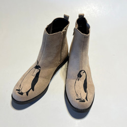 ペンギンサイドゴアブーツ、ブーツ、靴、オリジナルデザイン 2枚目の画像
