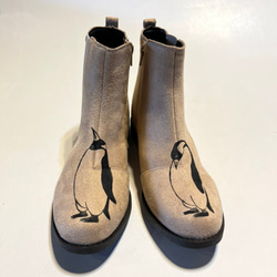 ペンギンサイドゴアブーツ、ブーツ、靴、オリジナルデザイン 1枚目の画像