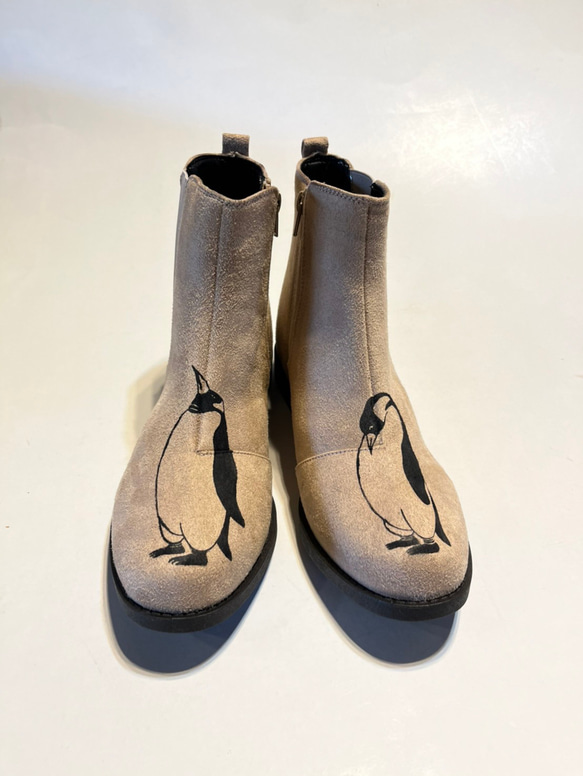 ペンギンサイドゴアブーツ、ブーツ、靴、オリジナルデザイン 1枚目の画像