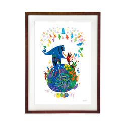 【真作】絵画　日本画4号　宇宙遊泳　宙を泳ぐ魚たちの幻想絵画　幻想世界　W109 宇宙の奇妙さ：宇宙遊泳を最初に行った人による8枚の絵 - ロシア