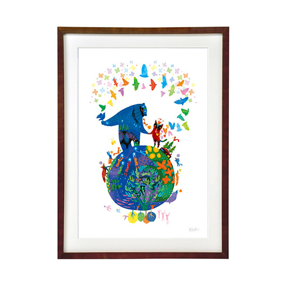 額装絵画【A3ノビ】幸せな時間 ※他サイズ、フレーム色変更可（白