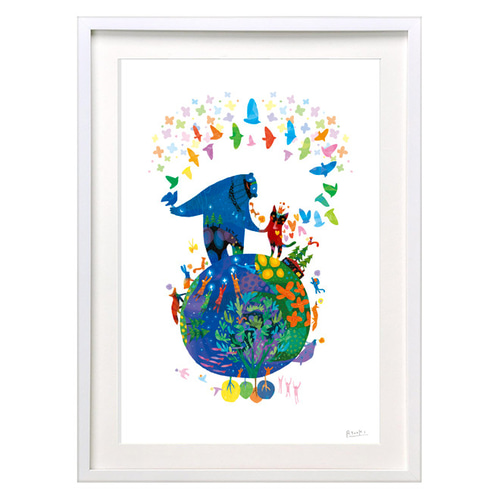 額装絵画【A3ノビ】幸せな時間 ※他サイズ、フレーム色変更可（白