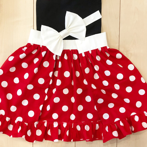 Katie ドットフリルピンクエプロン ドット柄フリルたっぷりエプロンドレス♡ ♡ピンクpink サイズ80