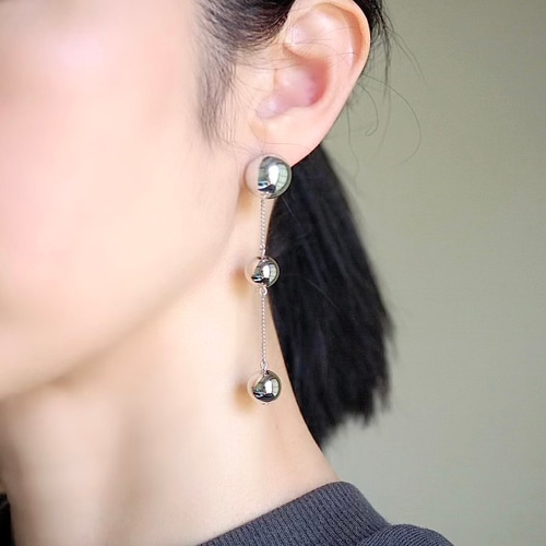 ゴールドボールチェーンピアス/イヤリングP561 金属アレルギー