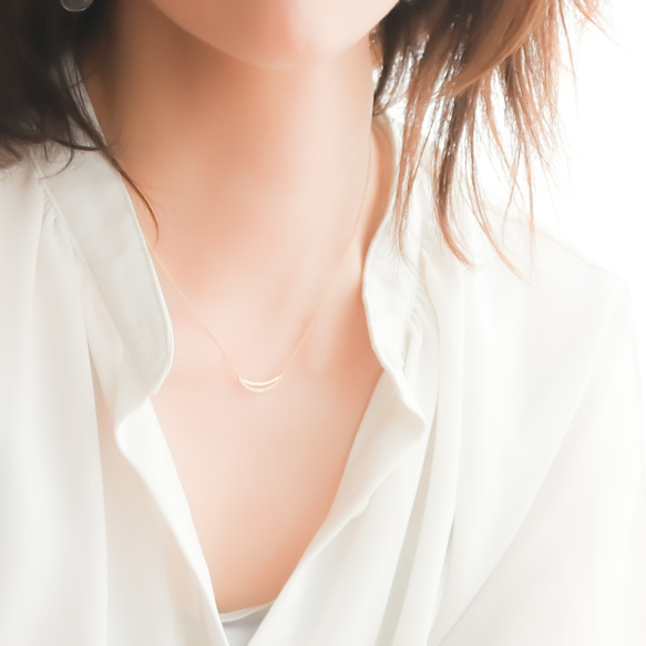 【送料無料】14kgf Bow Shape Necklace 2枚目の画像