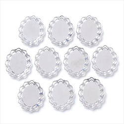 10個餐盤s01/白色銀色橢圓形鑲嵌UV樹脂液體樹脂配件底座 第4張的照片