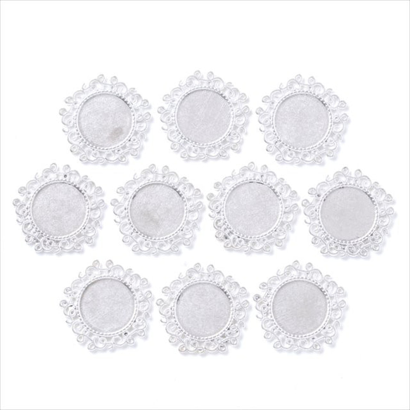 10個餐盤s04/白銀圓盤鑲嵌UV樹脂液態樹脂配件底座 第1張的照片