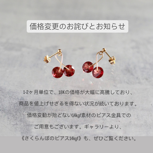 18K さくらんぼのピアス 【1月誕生石】creema限定 ピアス（スタッド