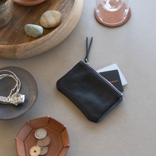 革のフラットポーチS Black ポーチ Fuku 通販 4826827｜Creema(クリーマ)