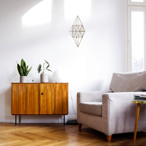 浮遊する立体モビール「真鍮製のヒンメリ ダイヤモンド」北欧