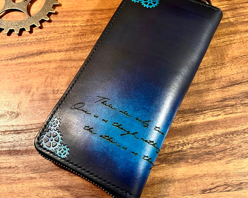 トラッカーウォレット 手染め 青×紫 トラッカーウォレット 手染め 青×紫