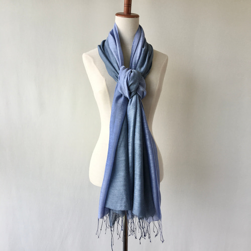 大人ネイビー＊艶めく大判シルク＊浅縹色×紺鼠色＊レーヨン