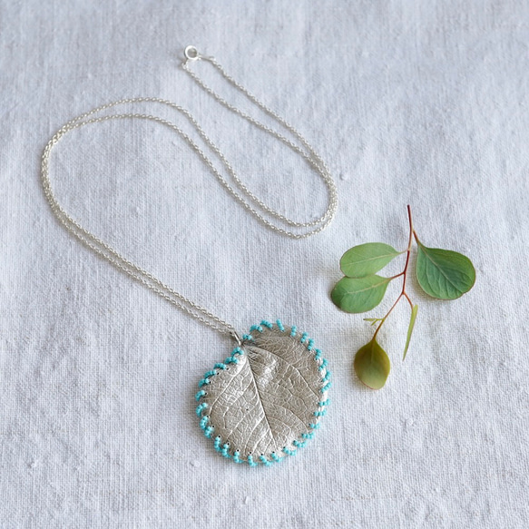 Eucalyptus stitched necklace [P080SV] 2枚目の画像