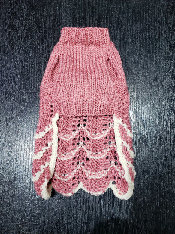 犬服♪手編みフリルワンピース 3枚目の画像