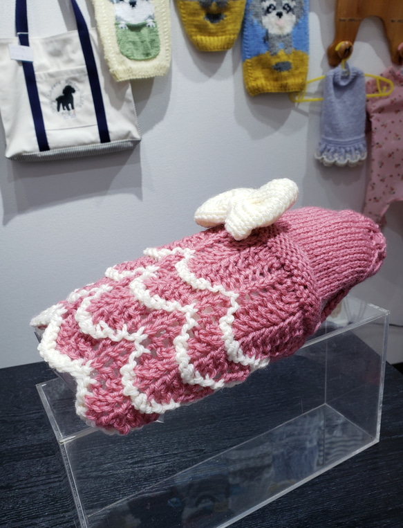 犬服♪手編みフリルワンピース 2枚目の画像