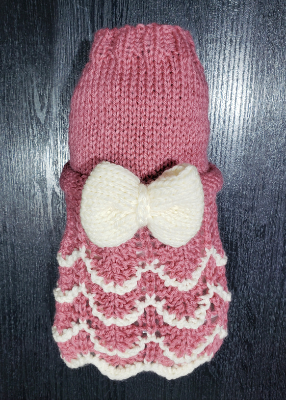 犬服♪手編みフリルワンピース 1枚目の画像