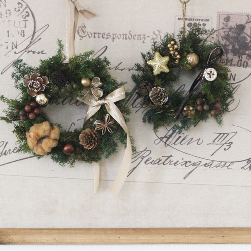 ミニクリスマスリース（Mサイズ） プリザーブドフラワー petit