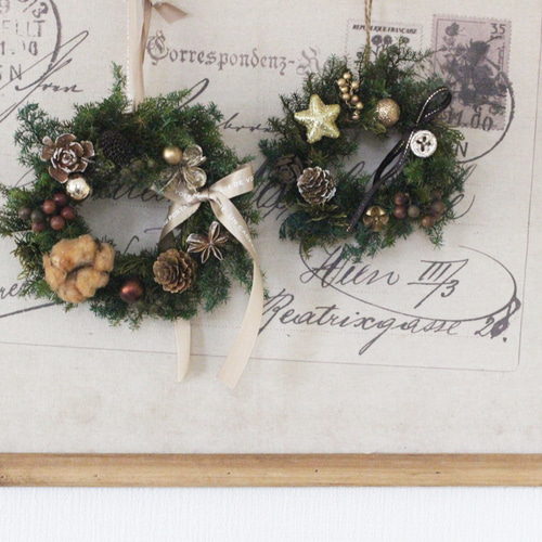 ミニクリスマスリース（Mサイズ） プリザーブドフラワー petit