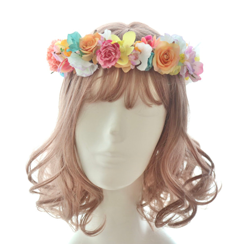 オーダー花かんむり 花冠 花かんむり レインボーカラー カラフル 結婚式 ブライダル