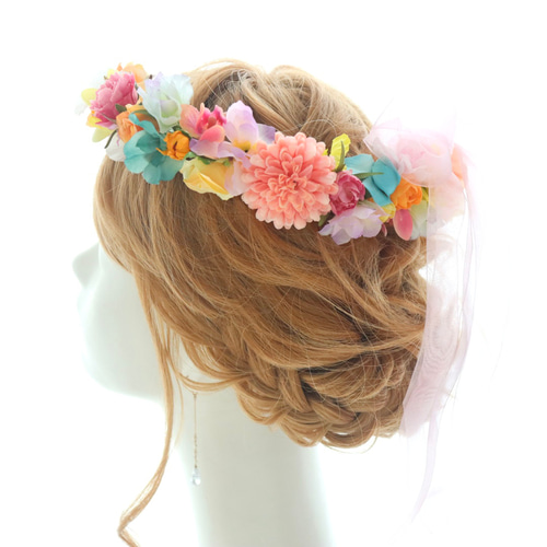 花冠 花かんむり レインボーカラー カラフル 結婚式 ブライダル