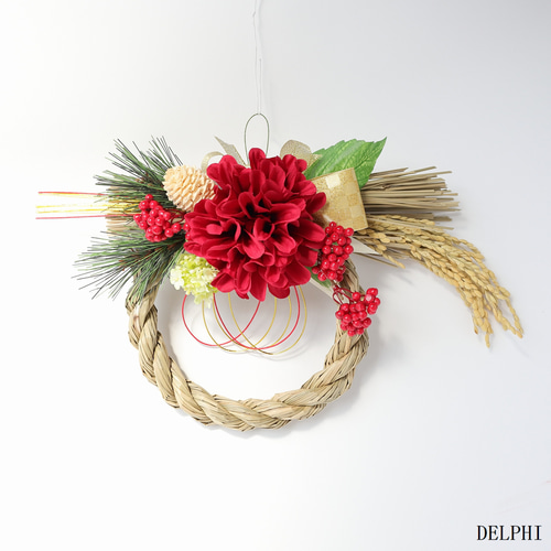 しめ縄⑤ お正月飾り ハンドメイド 稲穂 アーティフィシャル しめ縄