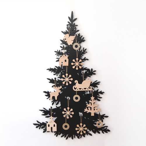 クリスマスツリー(ツリー込み・マットブラック)おしゃれ大人北欧壁掛けオーナメント クリスマスツリー(ツリー込み・マットブラック)おしゃれ大人モダン北欧