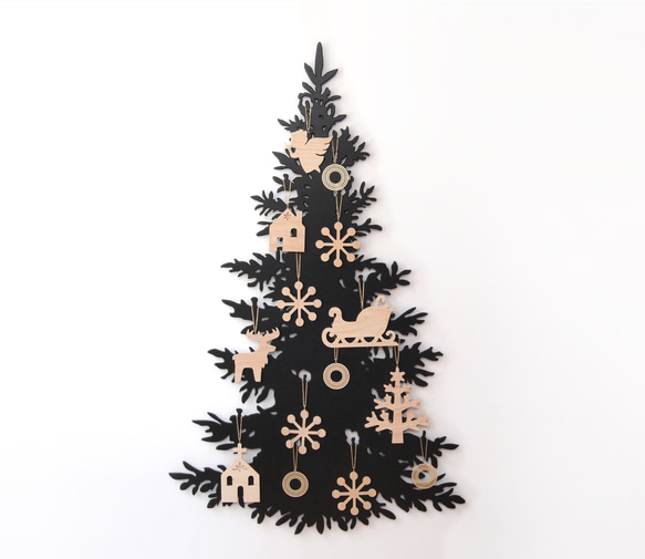 Christmas Tree [Tree silhouette Included/Black]（黑色的聖誕樹壁掛） 第1張的照片