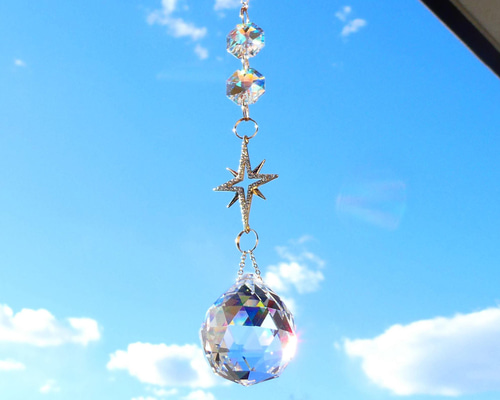 ガラス　満月と天使　聖夜　飾り　大きいプレート　黄色☆美品☆ サンキャッチャー クリスマス エンジェル アクリル ステンド