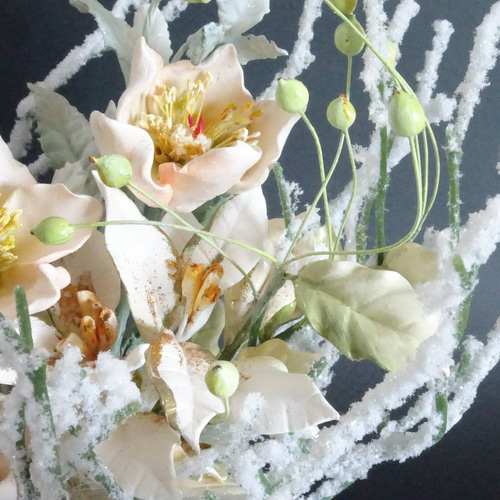Creema限定【冬の花/粘土の花/クリスマス】雪の花 クリスマスローズ