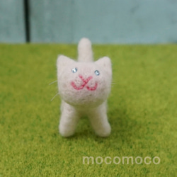 毛茸茸的吉祥物白貓白☆Akakoro☆akatin☆羊毛氈☆ 第1張的照片