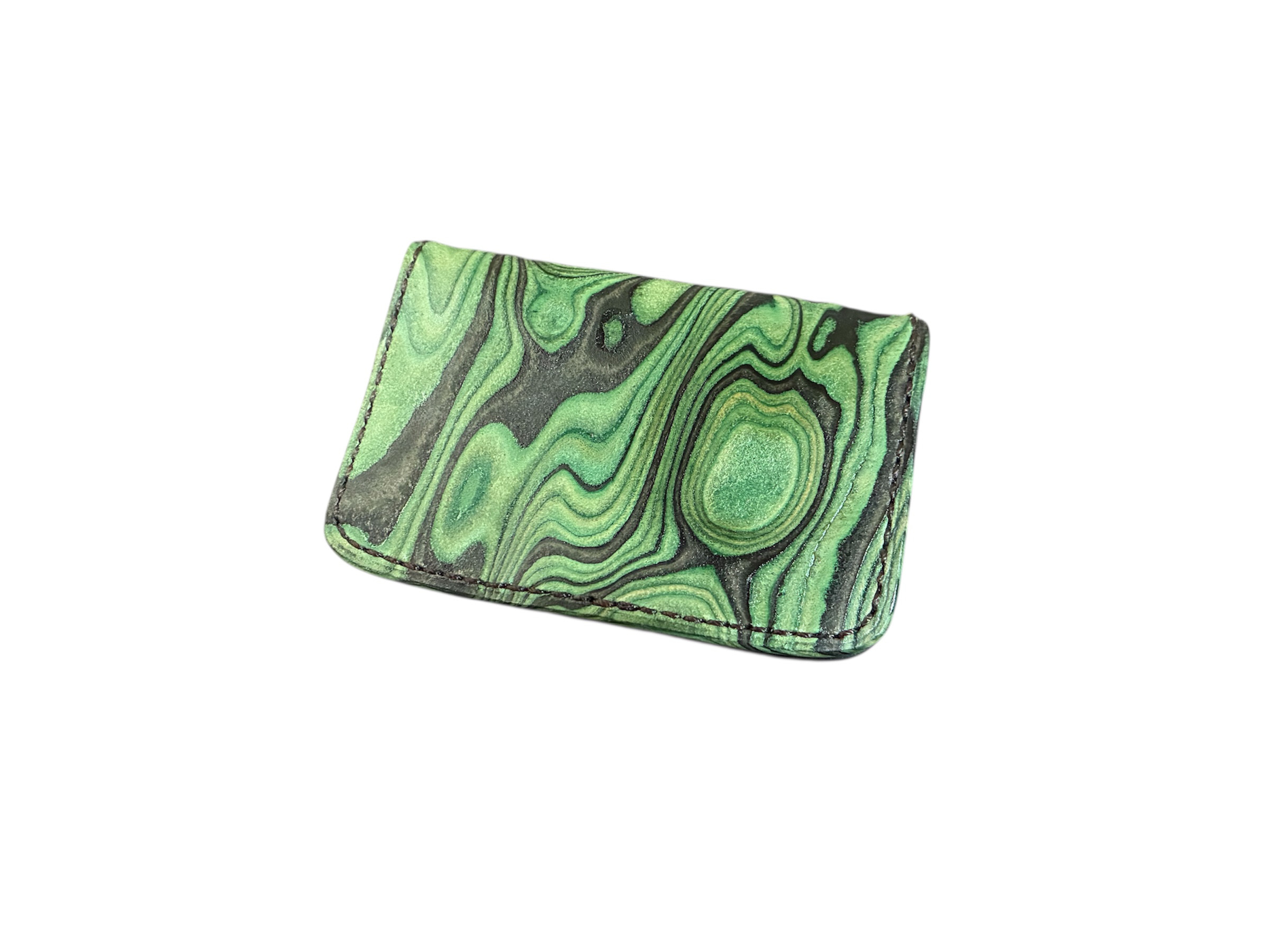 スキモレザー(木目　緑系)名刺入れ(カードも収納可)