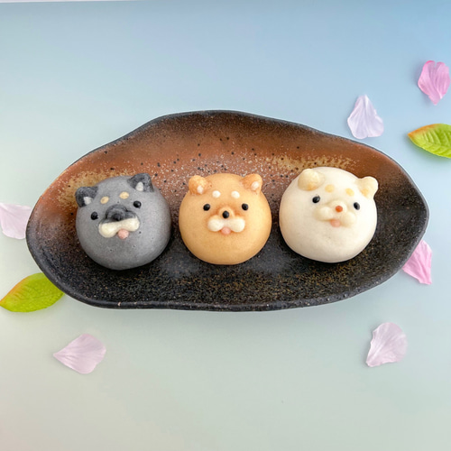 柴犬兄弟まんじゅう3個入 和菓子 御菓子司まんさく 通販 4862320