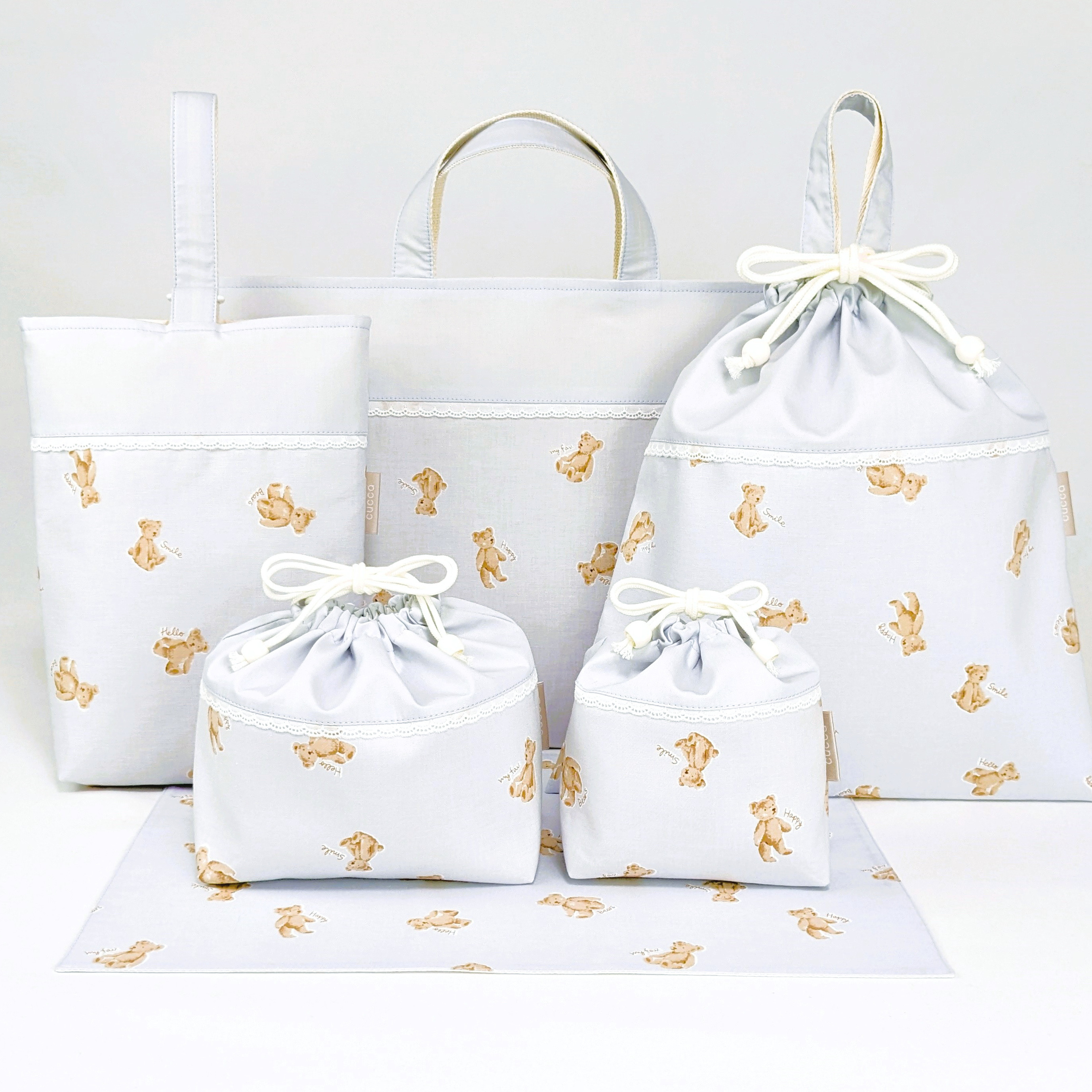 テディベア＊入園入学６点セット【ライトブルー】