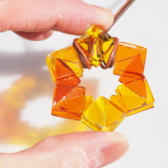 [特別]水晶玻璃「水晶[橘色]」項鍊[可以選擇顏色和繩子長度][客製]≪免運費≫ 第4張的照片