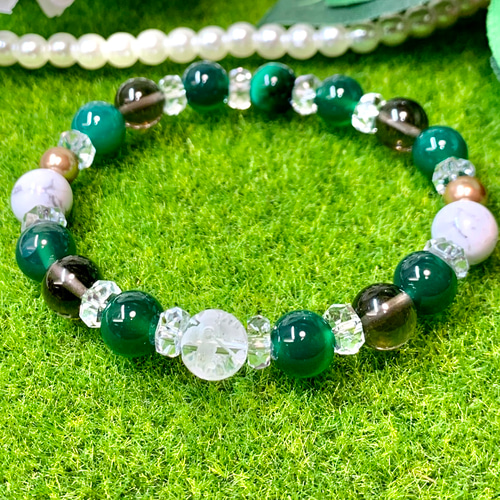 健康長寿の願い〜 緑瑪瑙 健康 パワー 天然石 ストーン ブレスレット