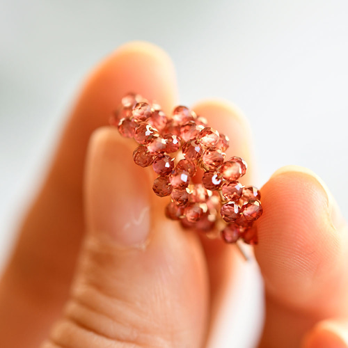 シトリンのサークルピアスととラピスラズリの3連ピアス おまとめで