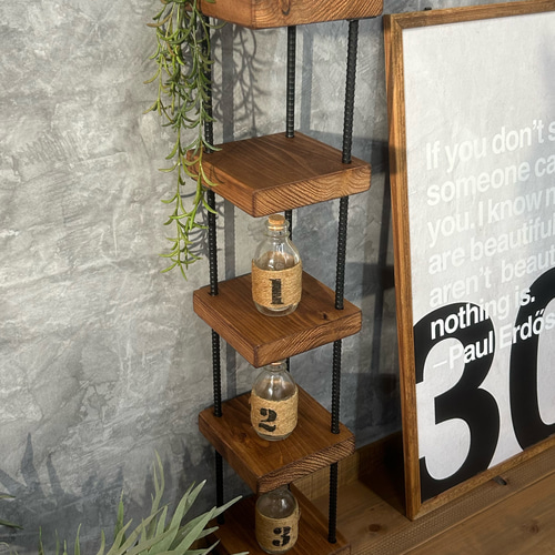 再販】お部屋の角にピッタリ❣️スリムコーナーラック/アイアン脚/収納