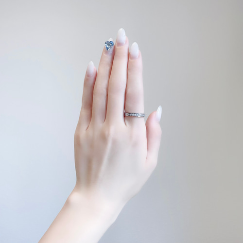 ハーフエタニティ リング 指輪 ステンレス 名入れ 刻印 プロポーズ