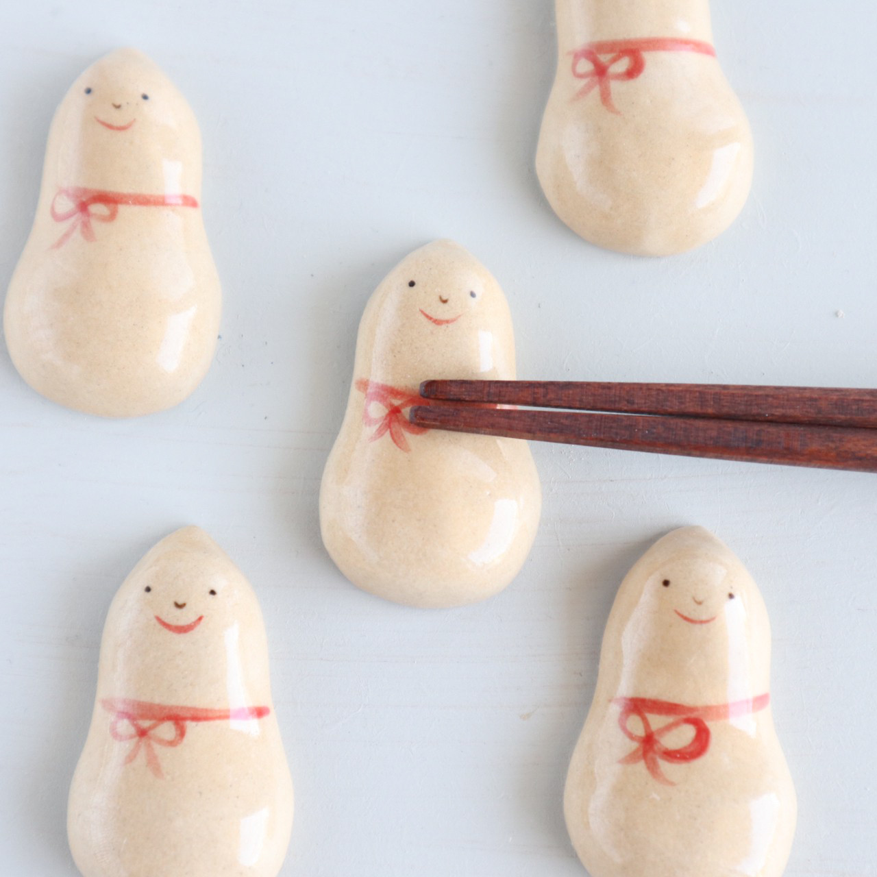 5個 陶器製ひょうたん型箸置きセット