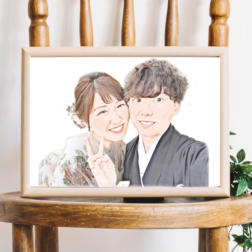 特集掲載 〗 お写真から作る 水彩タッチ 似顔絵 ウェルカムボード