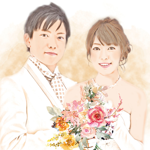 特集掲載 〗 お写真から作る 水彩タッチ 似顔絵 ウェルカムボード