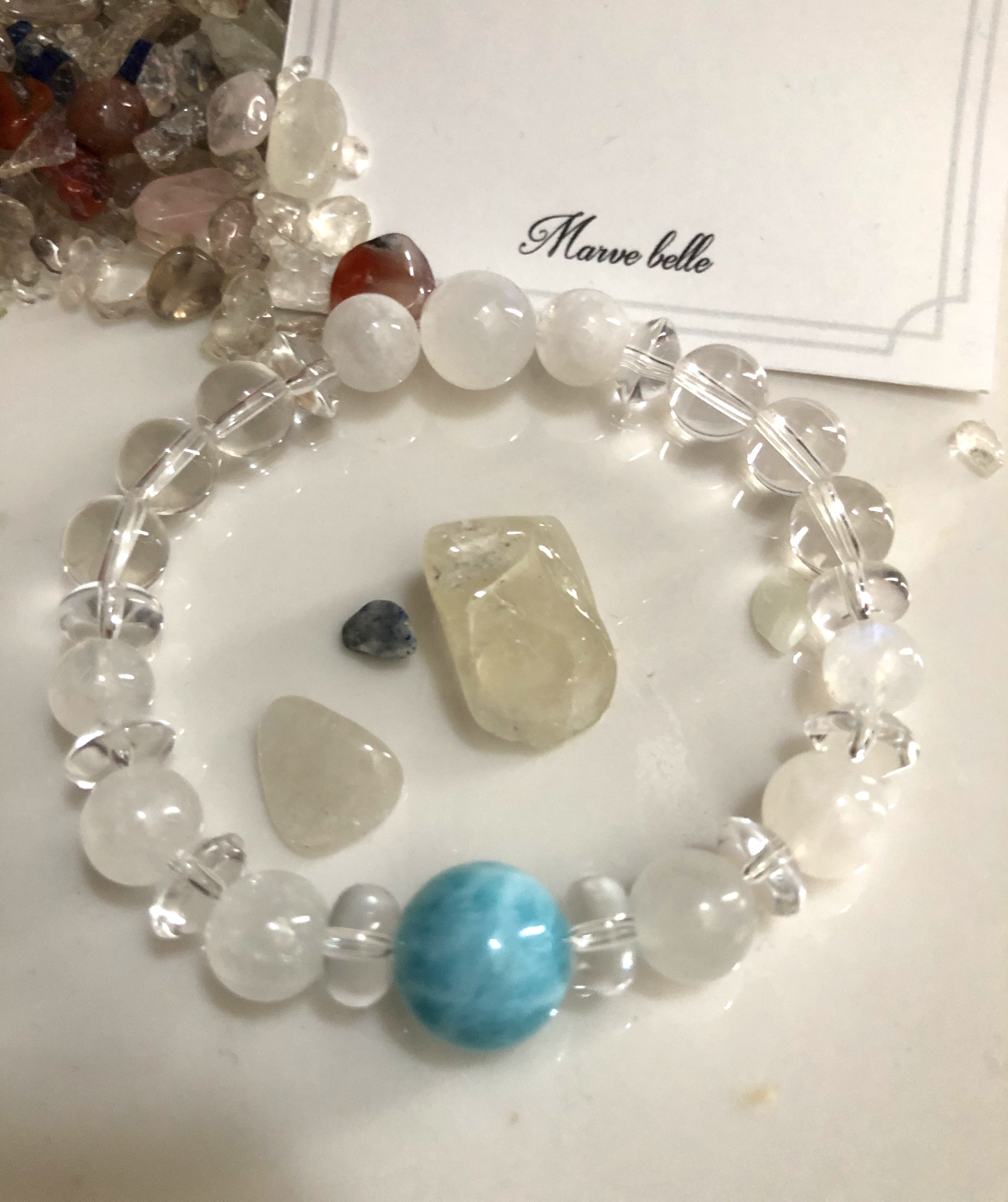 ◉(美粒)ラリマー/レインボームーン/ムーン ブレ   P-155-6