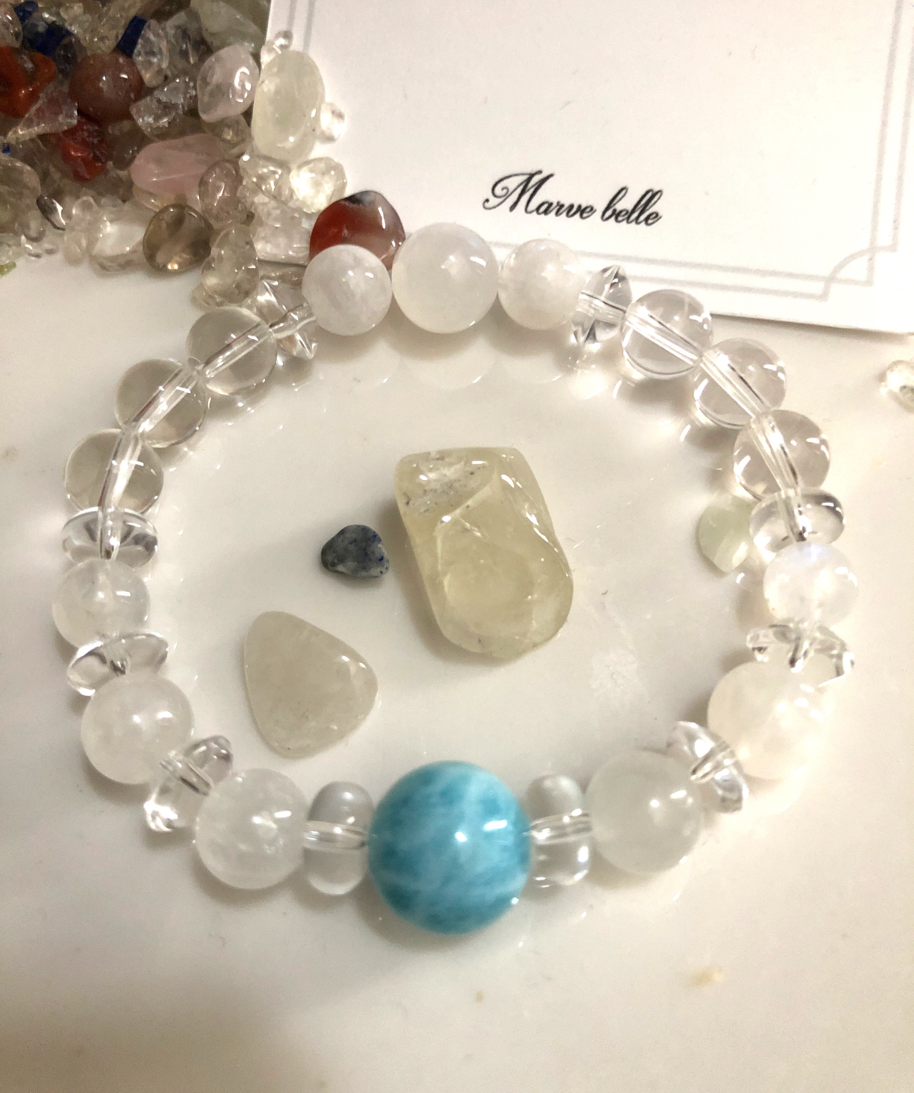 ◉(美粒)ラリマー/レインボームーン/ムーン ブレ   P-155-6