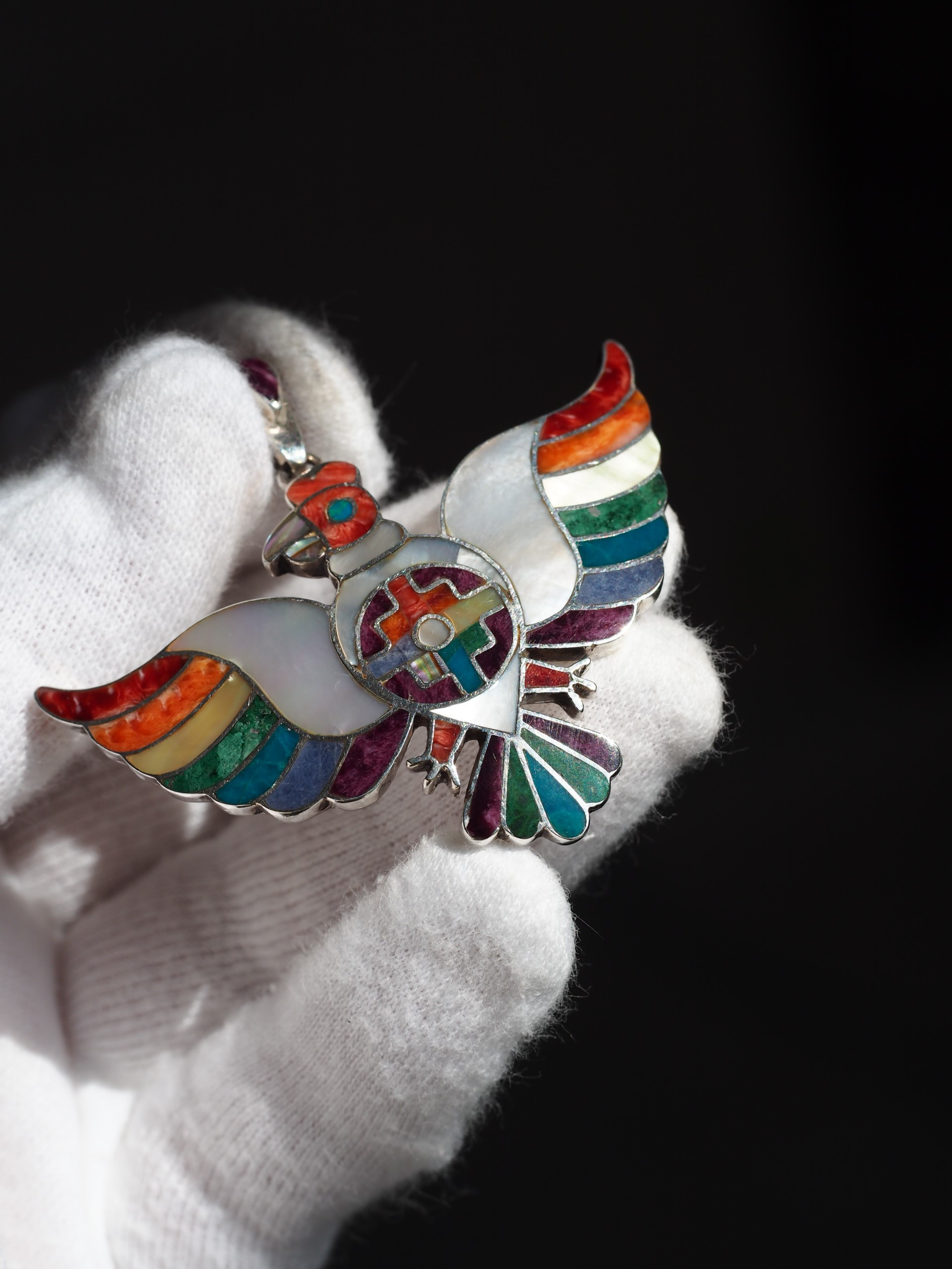 1点モノ：　ペルーシリーズ    Silver Colorful Condor Pendant 5,5