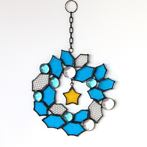 オリジナルステンドグラス『クリスマスのミニリース』 リース shop