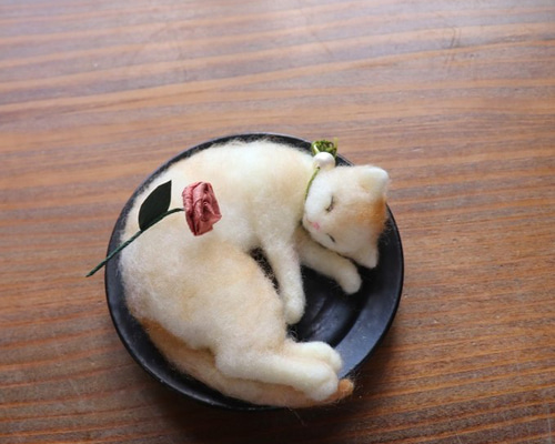和紙　コラージュ　猫　作品 4ee34deb16983c59085dcdeb457a4c