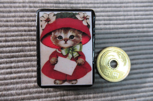 チャイルドクリスマス　猫ブローチ 3134 3枚目の画像