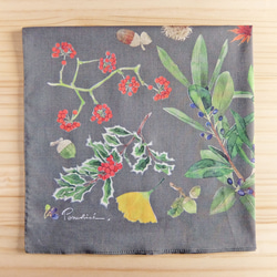 木の実 のハンカチ - コットン・すこし大きめ - スカーフにも 2枚目の画像